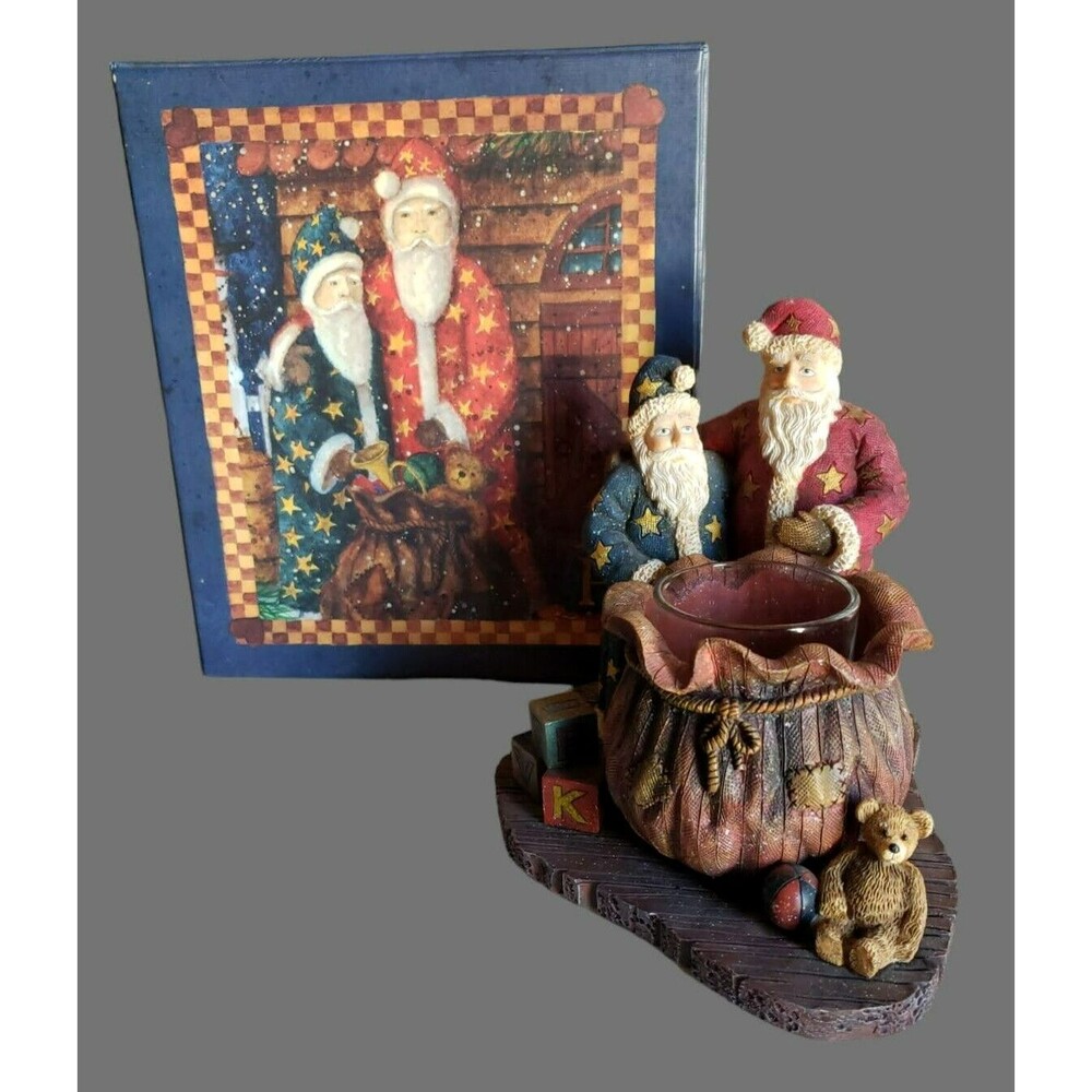 2000 Lang Candles FIGURAL CANDLE HOLDER W/ Glass Insert "MERRY MOMENT" #80271501